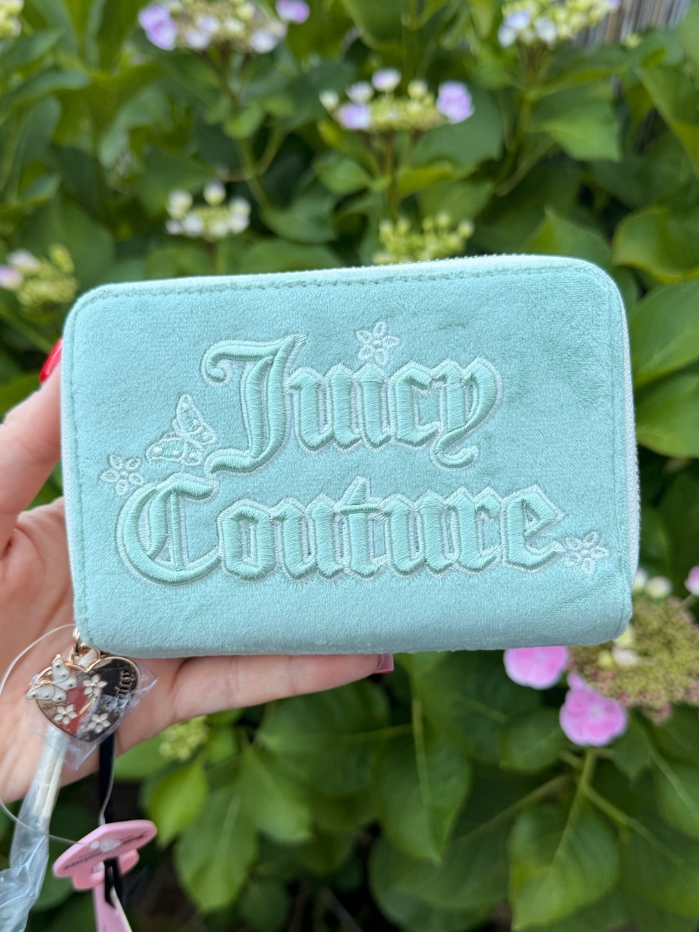 Juicy Couture Green Velvet Double-Zip Wallet